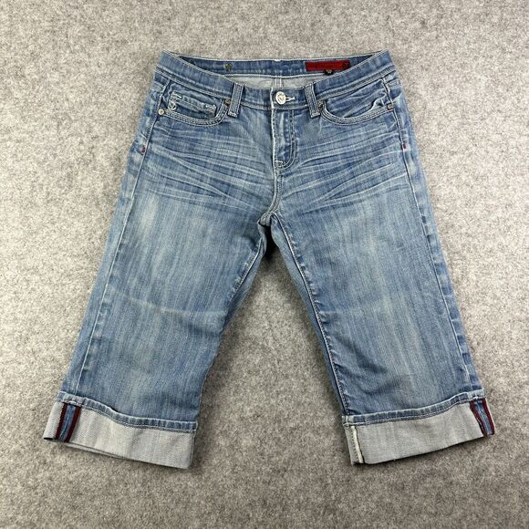 Vintage Vigoss Capri Jeans Womens 30 Light Wash Cuffed Everyday Stretch Denim - Picture 1 of 14